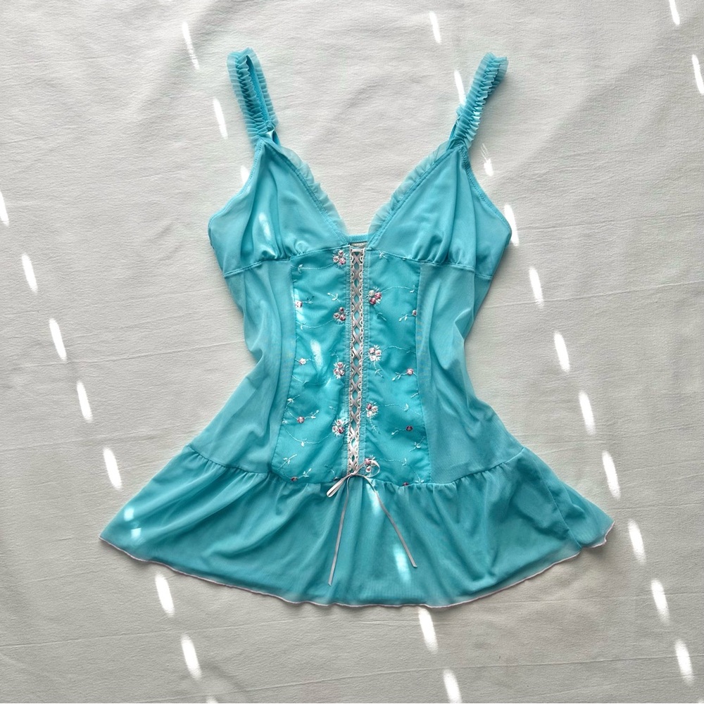 ✖️sold✖️Vintage Floral Embroidered Slip Night Dress - Picture 3 of 8